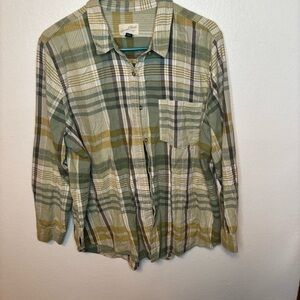 Green Plaid Button-Up Shirt Universal Threads Size XL